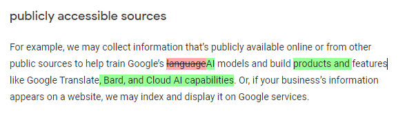 O Google atualiza a Política de Privacidade para se permitir treinamento de IA com dados públicos