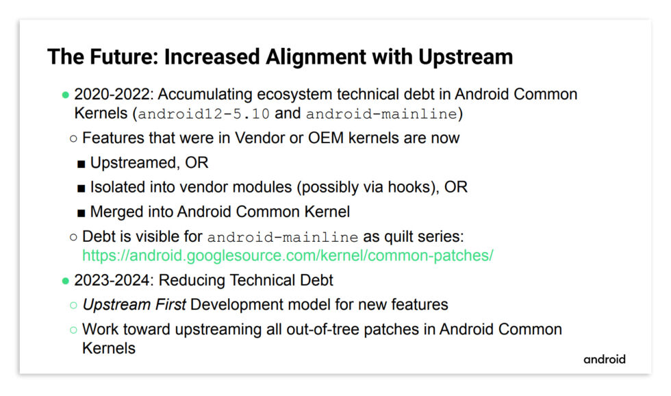 Android para pegar um modelo de desenvolvimento “Primeiro a montante” para o kernel Linux