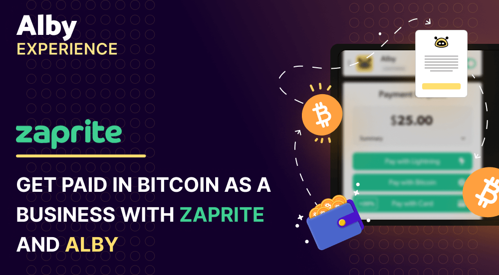 Ser pago em Bitcoin como empresa com Zaprite e Alby