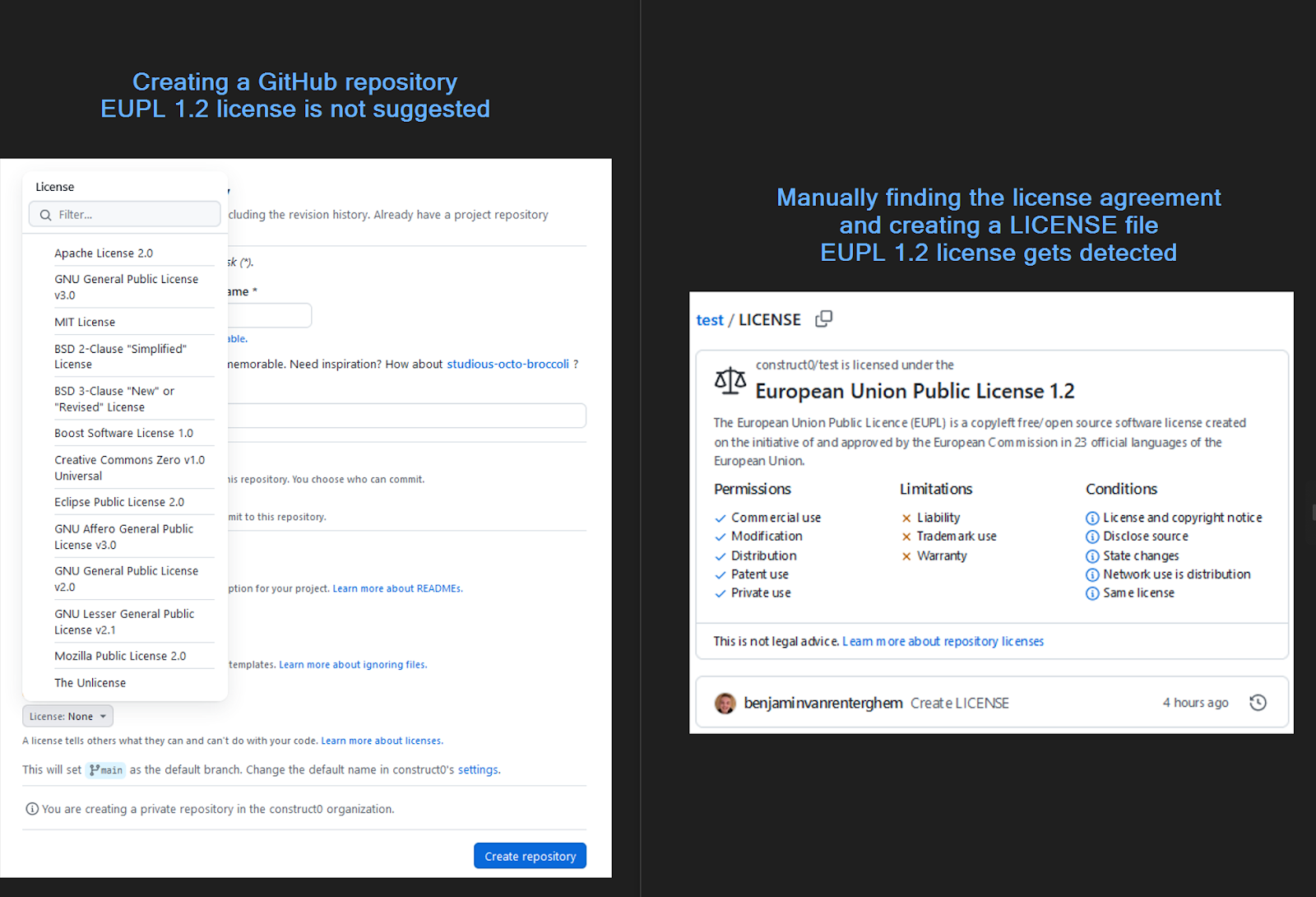 Possível equivalência do GitHub em termos de licenciamento de repositório