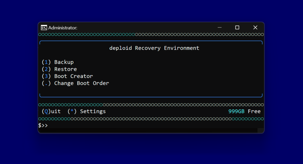 Winre minimalista no script de shell de comando 75kb