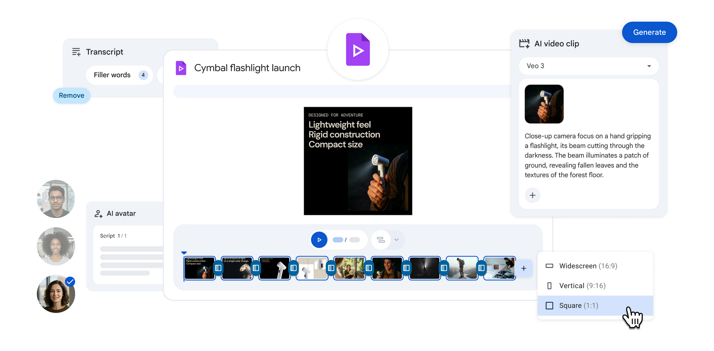 Novas maneiras fáceis de criar e editar vídeos com a Gen AI no Google Vids