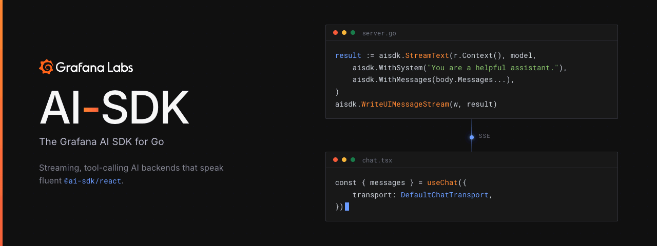 Go LLM SDK para streaming, back-ends de IA de chamada de ferramentas (além de front-end React lib)