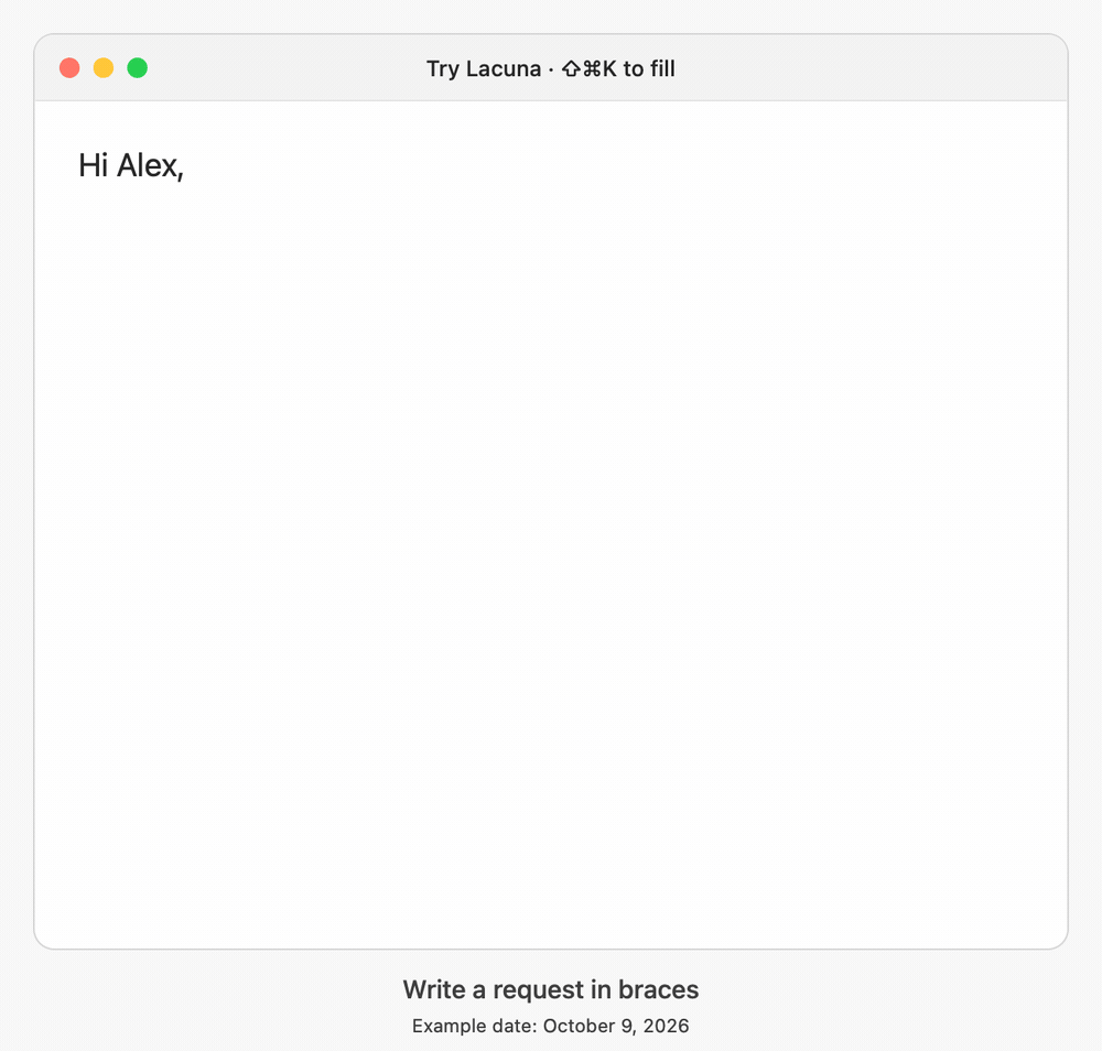 Mostrar HN: Lacuna – sugestões de escrita de IA em linha de código aberto para o seu Mac